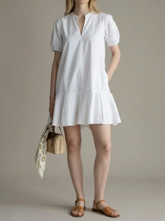 J.Crew Delilah Cotton Poplin Dress NWT Size Small White Puff Sleeve Mini - Picture 1 of 9